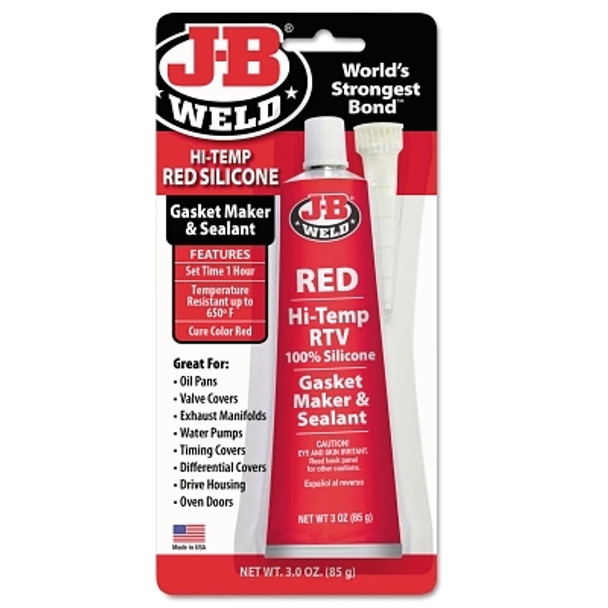 J-B Weld Hi-Temp Red Silicone Gasket Maker & Sealant, 3 oz (1 EA / EA)
