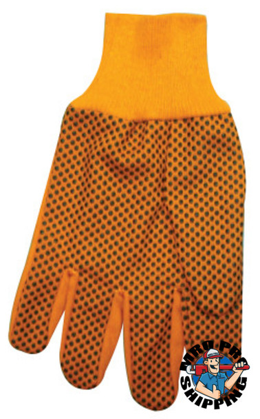 10 Oz Hi-Vis Orange Plastic Dot Canvas Glove (300 PR / CA)
