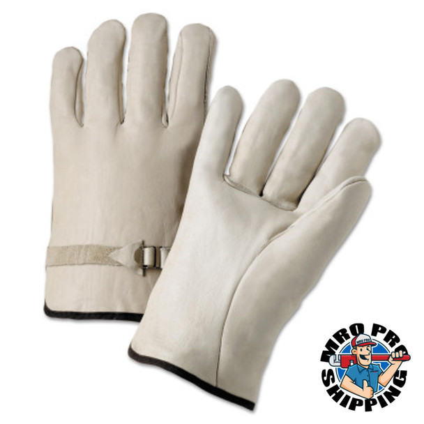 Quality Grain Cowhide Leather Driver Gloves, Medium, Unlined, Natural (12 PR / DZ)