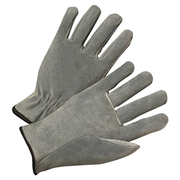 Split Cowhide Leather Driver Gloves, Large, Unlined, Pearl Gray (12 PR / DOZ)