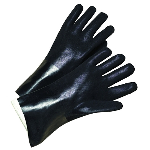 PVC-Coated Jersey-Lined Gloves, Rough Grip, 12 in, Large, Black (12 PR / DOZ)