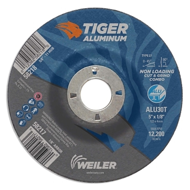 Weiler Aluminum Combo Wheels, 5 in Dia., 7/8 in Arbor, Type 27, 30 Grit, Alum. Oxide (25 EA / PK)