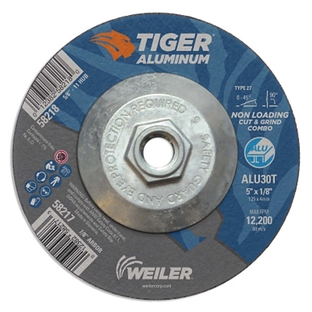 Weiler Aluminum Combo Wheels, 5 in Dia., 5/8 in Arbor, Type 27, 30 Grit, Alum. Oxide (10 EA / PK)