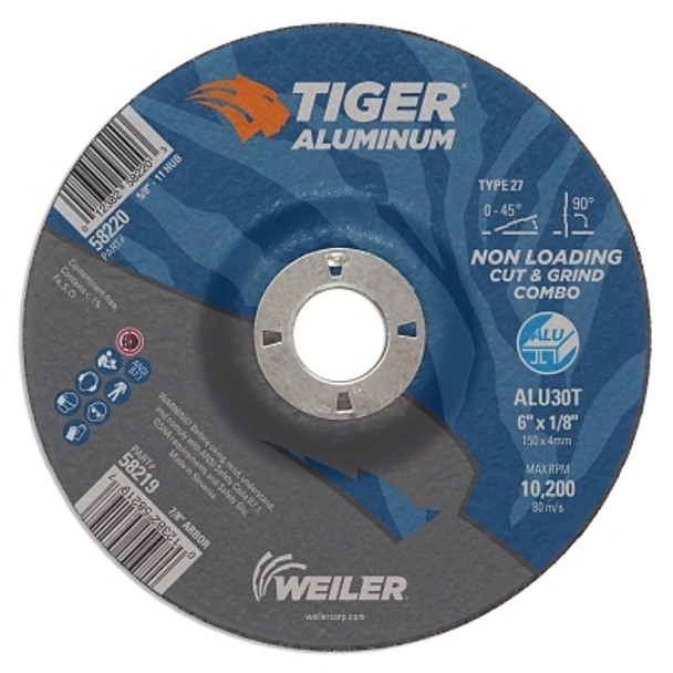 Weiler Aluminum Combo Wheels, 6 in Dia., 7/8 in Arbor, Type 27, 30 Grit, Alum. Oxide (10 EA / BX)