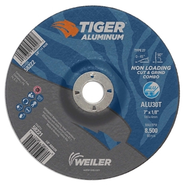 Weiler Aluminum Combo Wheels, 7 in Dia., 7/8 in Arbor, Type 27, 30 Grit, Alum. Oxide (25 EA / PK)