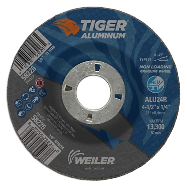Weiler Aluminum Combo Wheels, 4 1/2 in Dia, 7/8 in Arbor, Type 27, 24 Grit, Alum. Oxide (10 EA / PK)