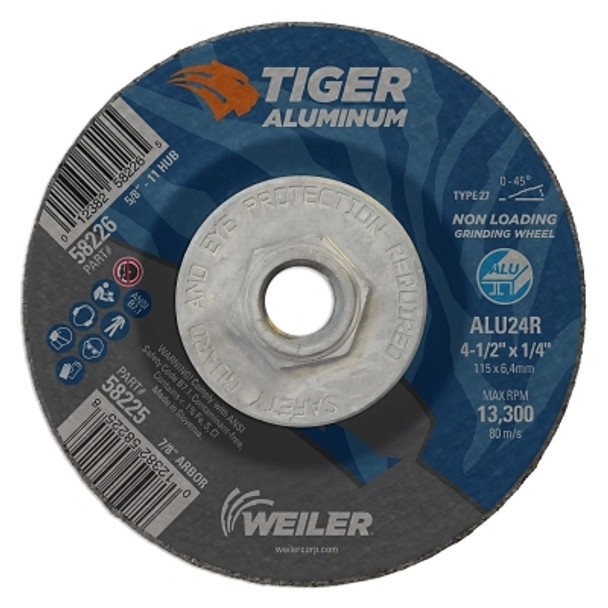 Weiler Aluminum Combo Wheels, 4 1/2 in Dia, 5/8 in Arbor, Type 27, 24 Grit, Alum. Oxide (10 EA / PK)