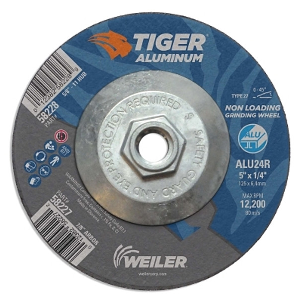 Weiler Aluminum Combo Wheels, 5 in Dia., 5/8 in Arbor, Type 27, 24 Grit, Alum. Oxide (10 EA / PK)