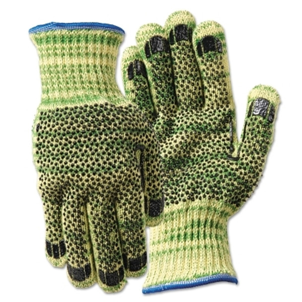 Metalguard Heavy Weight Gloves with PVC Dots, X-Large, Gray/Green/Yellow (3 PR / PK)