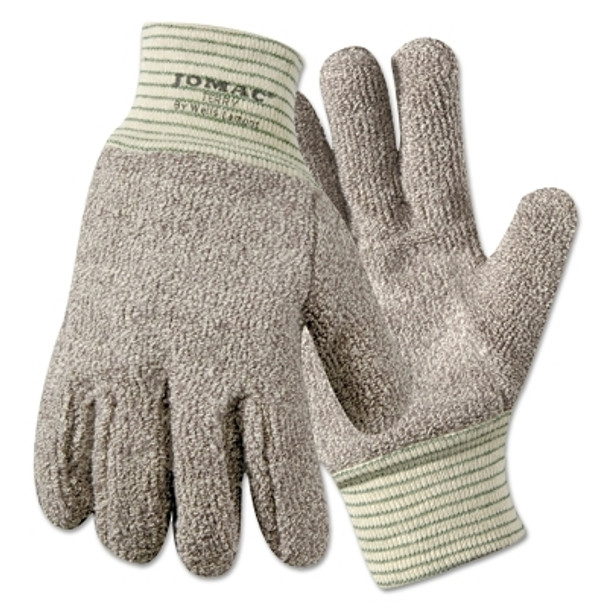 Jomac String Knit Gloves, X-Large, Knit-Wrist, Brown/White (12 PR / DZ)