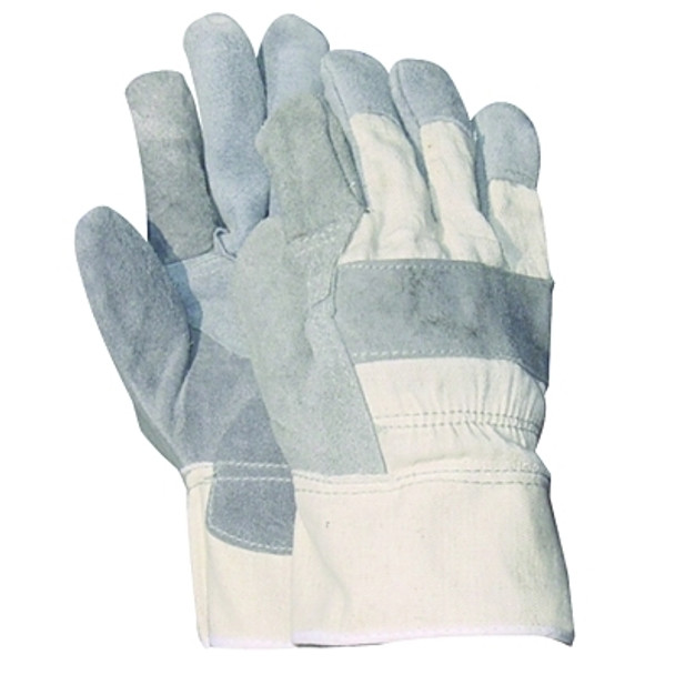 Double Leather Palm Gloves, Large, Cowhide, Blue, Teal (12 PR / DZ)