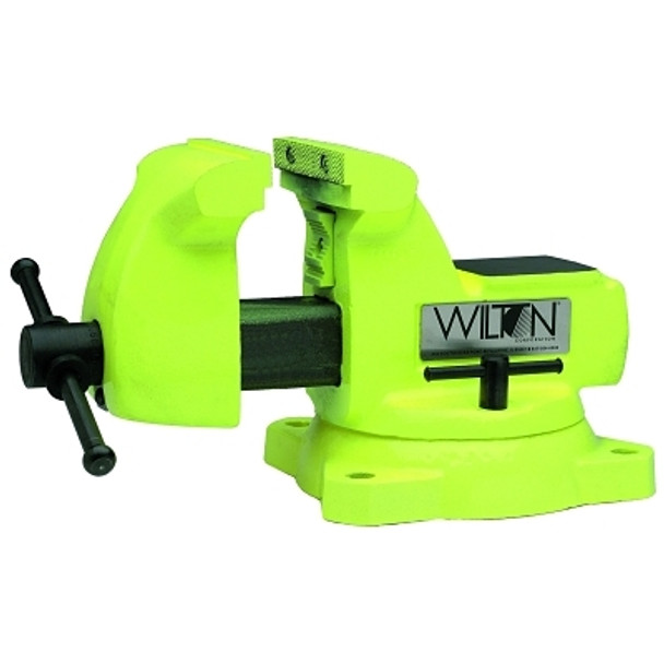 High Visibility Safety Vises, 5 in Jaw, 3 3/4 in Throat, Swivel Base (1 EA)