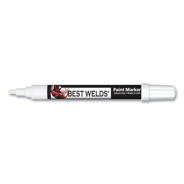 Best Welds Prime-Action Paint Marker, Reversible Chisel/Bullet Tip, White (12 EA / BX)