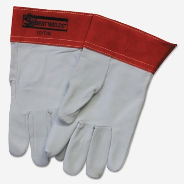 10-TIG Capeskin Welding Gloves, Small, White/Red (24 PR / CA)