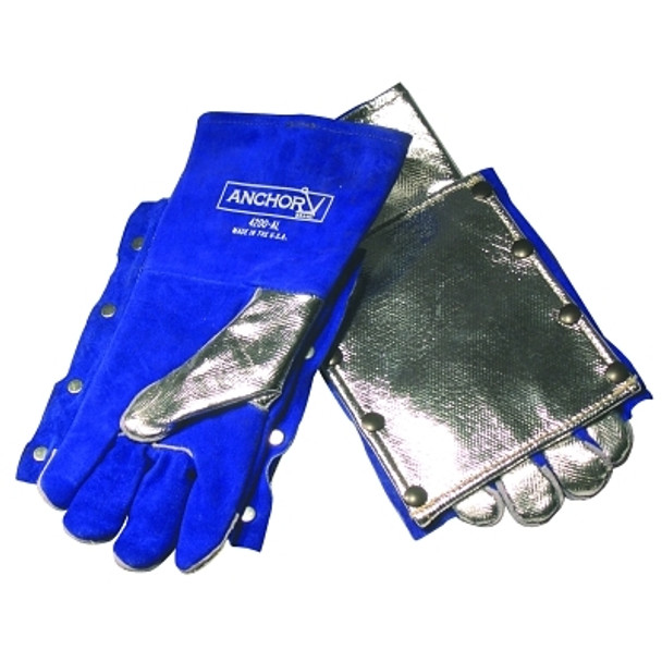 Welding Gloves, Split Cowhide, Full Sock Lining, Large, Blue, Glove w/ Back Pad (1 PR / PR)