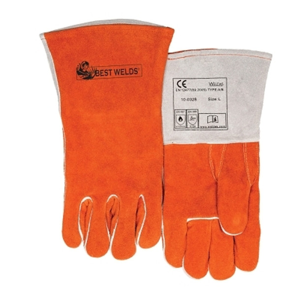 COMFOflex Premium Leather Welding Gloves, Split Cowhide, Large, Russet (12 PR / BX)