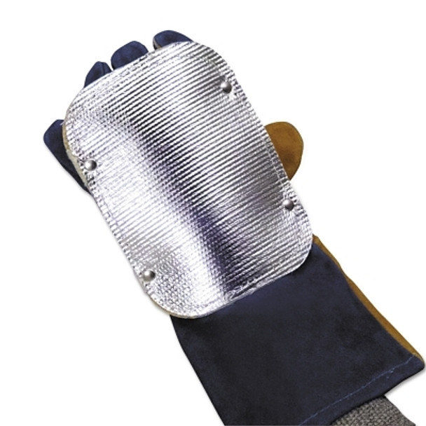 Back Hand Pad, Single Layer, 7 in L, Elastic/High-Temp Kevlar Strap Closure, Silver (1 EA)