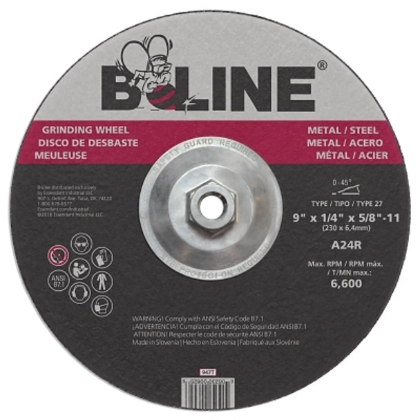 B-Line Abrasives Depressed Ctr Grinding Wheel, 9 in dia, 1/4 in Thick, 5/8 in-11 Arbor, 30 Grit (5 EA / CT)