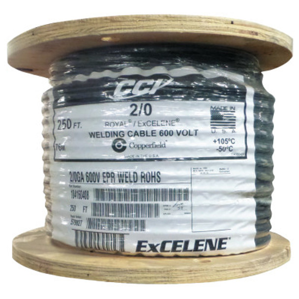 Best Welds Welding Cable, 2/0 AWG, 250 ft Reel, Black (250 FT / RE)