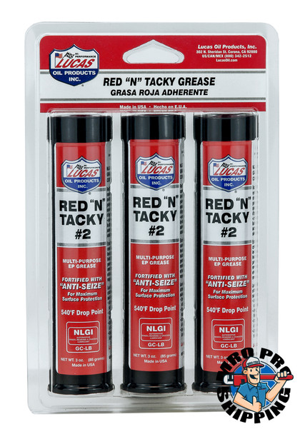 Lucas Oil Red N Tacky Grease 3 Pack, 3 fl oz. Cartridge (10 BTL / CS)