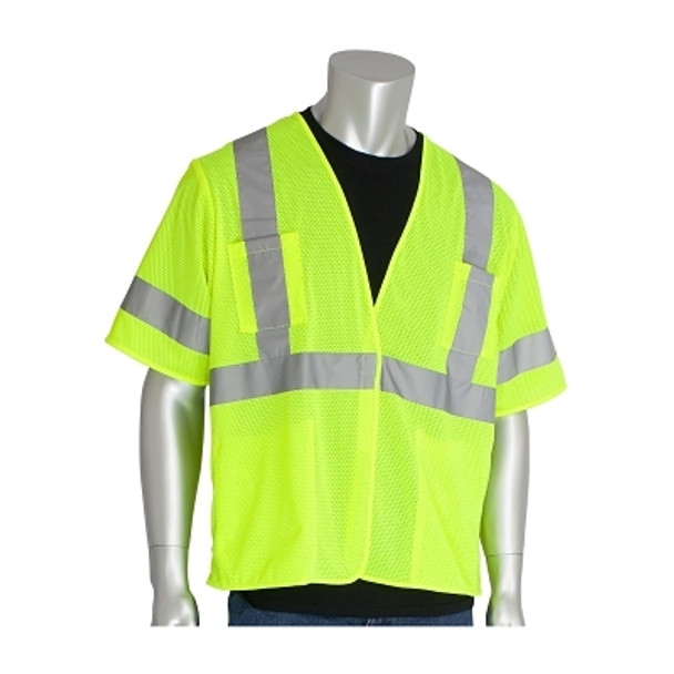 ANSI Type R Class 3 Value Four Pocket Mesh Vests, 6X-Large, Hi-Viz Yellow (50 EA / CA)