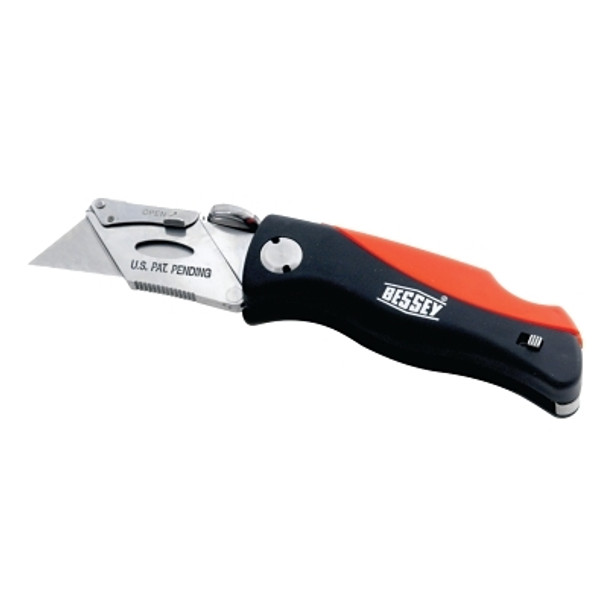 BKPH Lock-Back Utility Knife, 6-1/4 in L, Utility Steel Blade, ABS, Red/Black (1 EA)