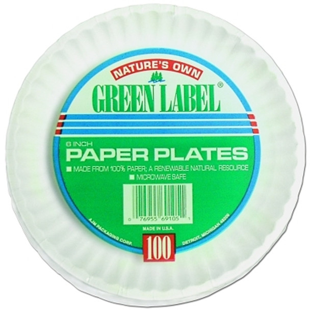 AJM Uncoated Paper Plate, 9 in dia, White (10 PK / CA)