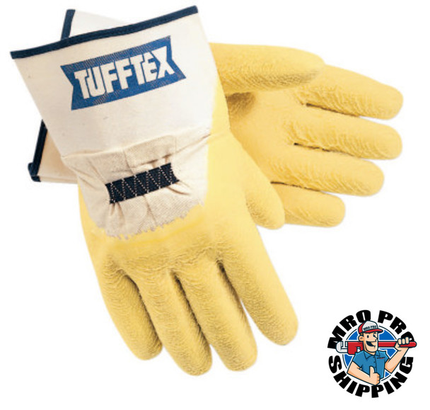 Tufftex Supported Gloves, Large, Yellow, Rubberized Safety Cuff (12 PR / DZ)