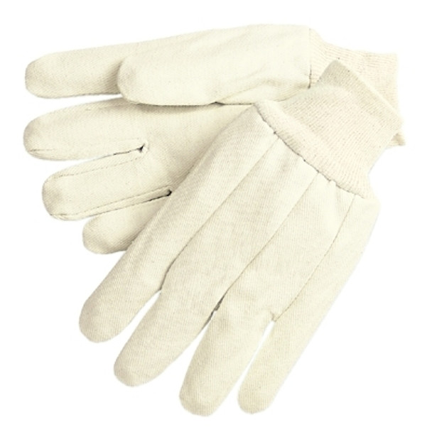 Cotton Canvas Gloves, Mens-One Size, Knit-Wrist Cuff (12 PR / DZ)