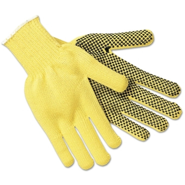1-Sided PVC Dotted Gloves, Large, Yellow/Black/White (12 PR / DZ)