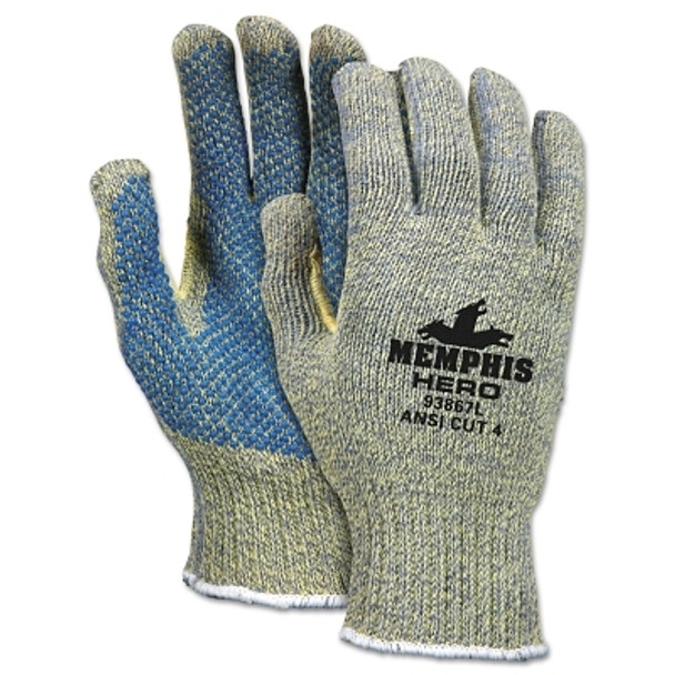 Hero Gloves, X-Small, Salt-and-Pepper/Blue (12 PR / DZ)