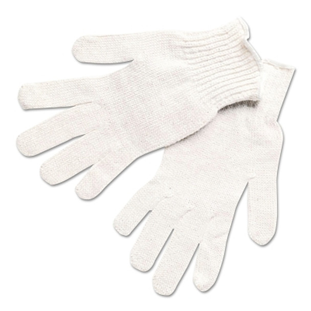 9500 String Knit Gloves, Medium, Knit-Wrist, White (12 PR / DZ)