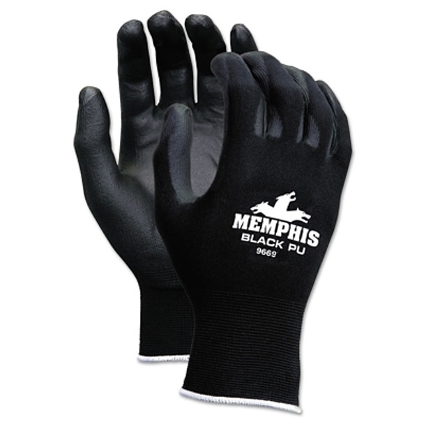 PU Coated Gloves, Medium, Black/Blue (12 PR / DZ)