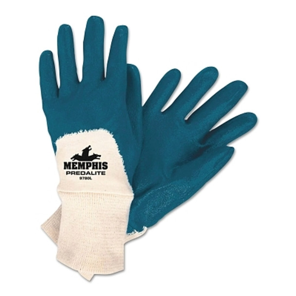 9780 Predalite Light Nitrile Coated Palm Gloves, Small, Blue/White (12 PR / DOZ)