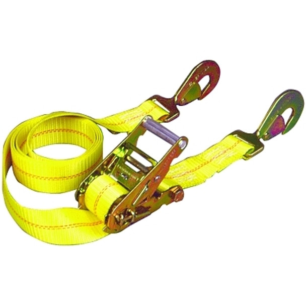Keeper Ratchet Tie-Down Straps, Twisted Snap Hooks, 2 in W, 10 ft L, 6,000 lb Capacity (3 EA / CTN)