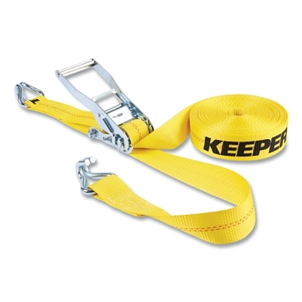 Keeper Ratchet Tie-Down Straps, Double-J Hooks, 2 in W, 40 ft L, 10,000 lb Capacity (3 EA / CT)