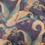  Long  100% Silk Charmeuse Scarf - Blue Purple Paisley Print 