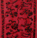 Women's Large Red Winter Wool Shawl Scarf - Black Multi Felted Wool Embroidery Trim 