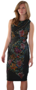 Floral Trellis Silk Sheath Dress