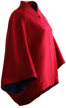 Cropped Loose Fit  Cashmere Merino Wool Jackets for Women - Cherry Red