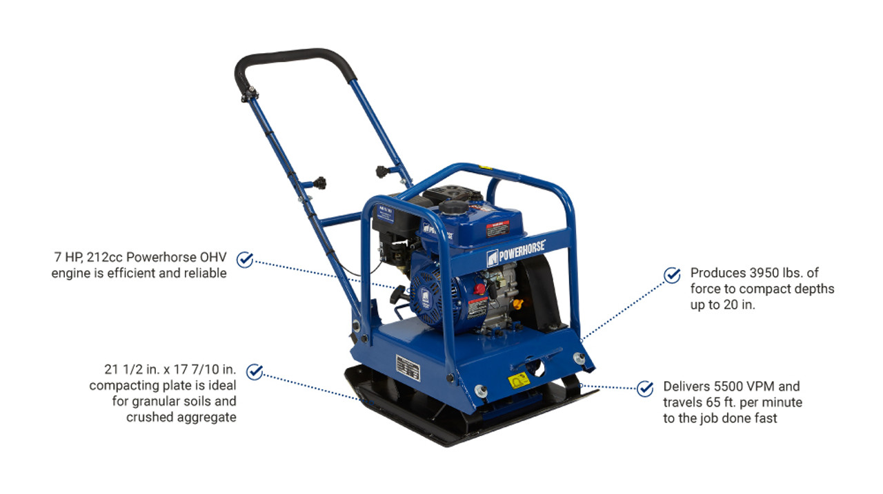 Powerhorse Plate Compactor | Single-Direction | 212cc