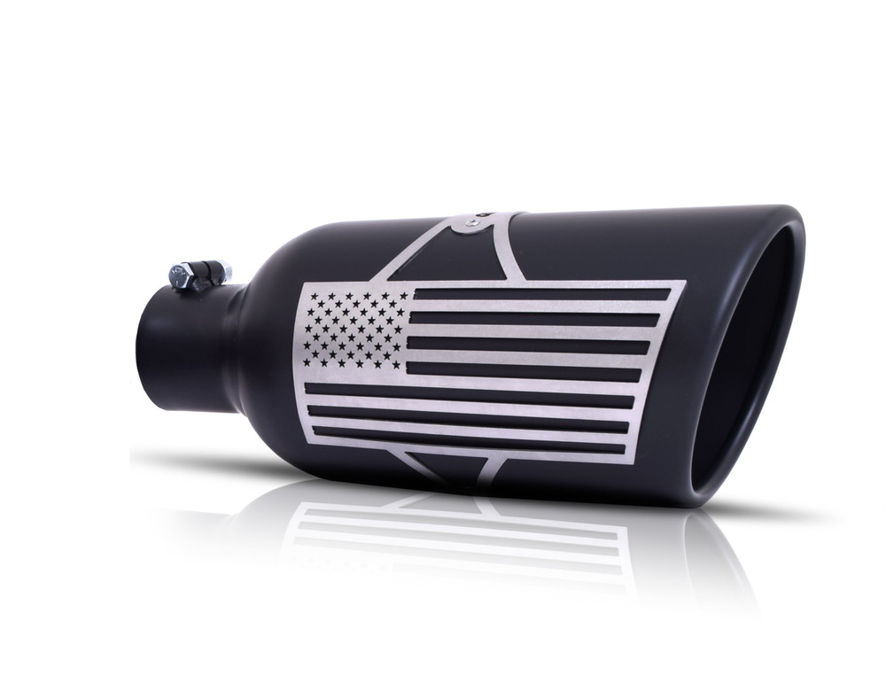 Gibson Exhaust Patriot Flag Rolled Edge Angle Exhaust Tip Black 71-1017