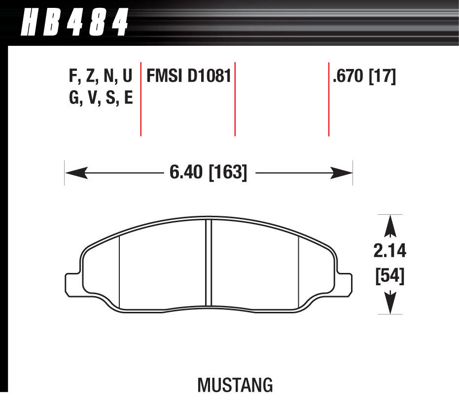 Hawk Brake Performance Street Brake Pads (4) Hb484Z.670