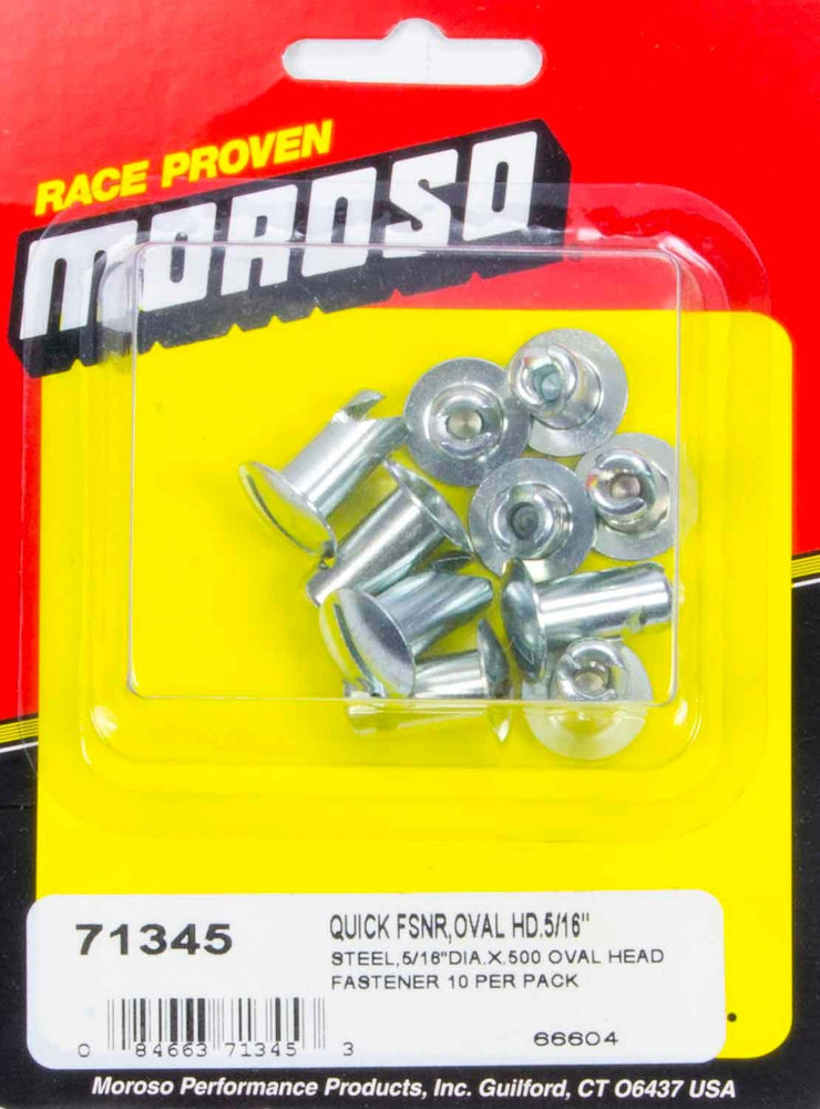 Moroso Steel Quick Fasteners- Oval Head-5/16In X .5In 71345