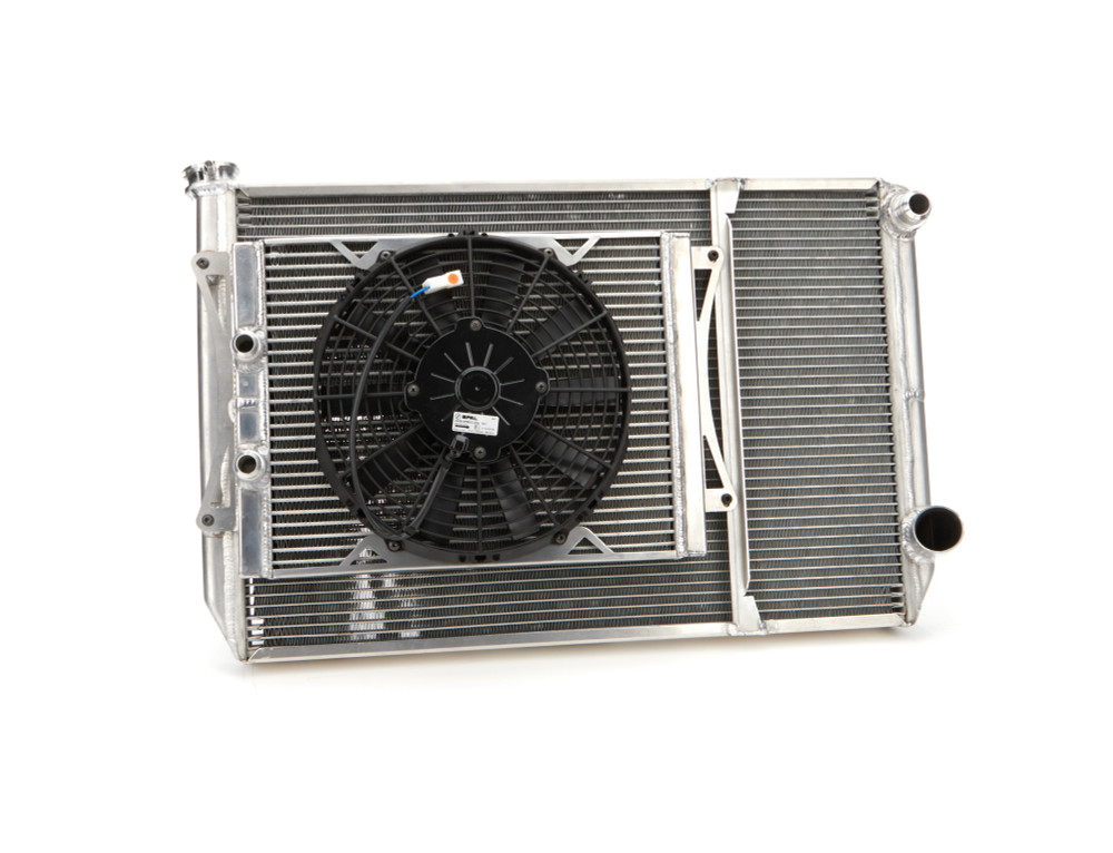 Fluidyne Performance Radiator Dbl 29x18 W/Oil Cooler Fan w/ Fill Neck (DUNMGM.SLM.OPEN)