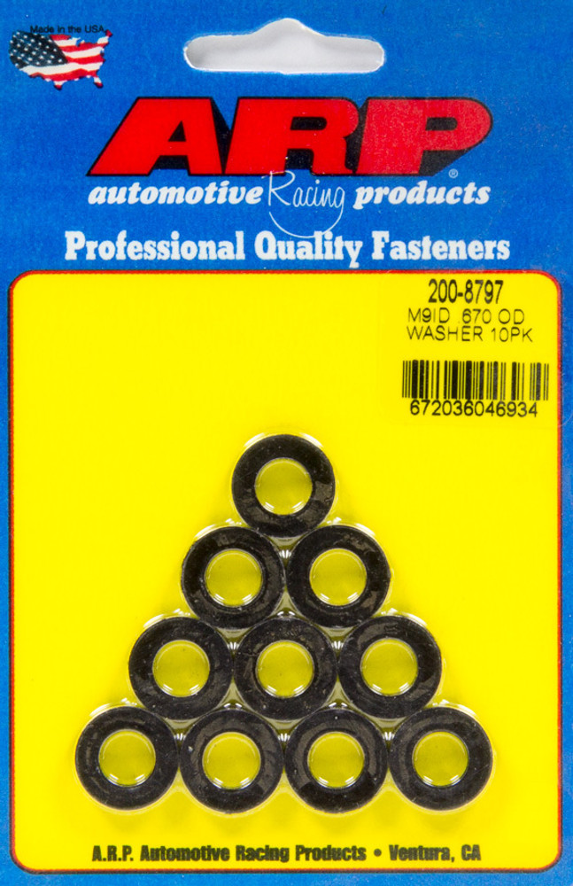 Arp Black Washers - 9Mm Id X .670 Od (10Pk) 200-8797 Arp Black Washers - 9Mm Id X .670 Od (10Pk) 200-8797