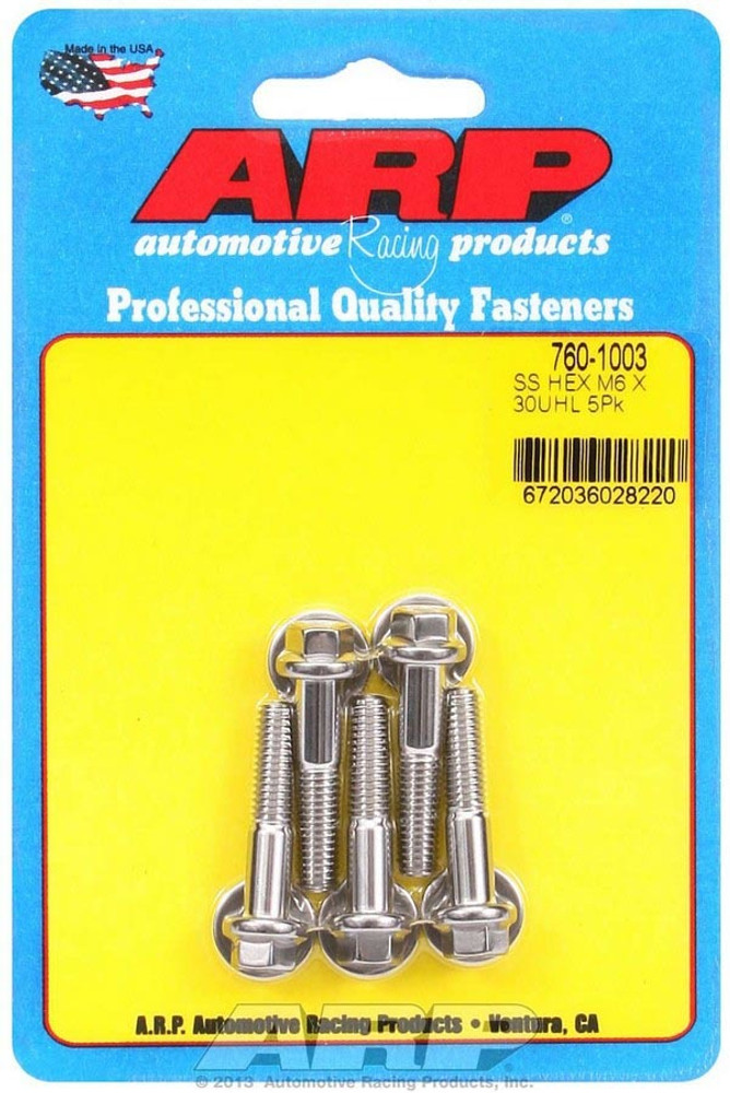 Arp S/S Bolt Kit - 6Pt. (5) 6Mm X 1.00 X 30Mm 760-1003