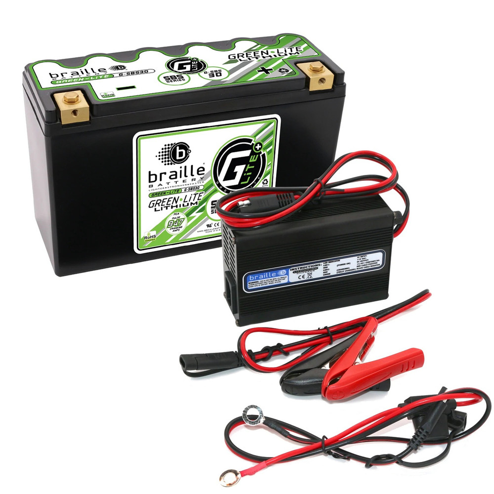 Braille Auto Battery Green-Lite Lithium G-Sbc30 Battery/Charger G-Sbs30C