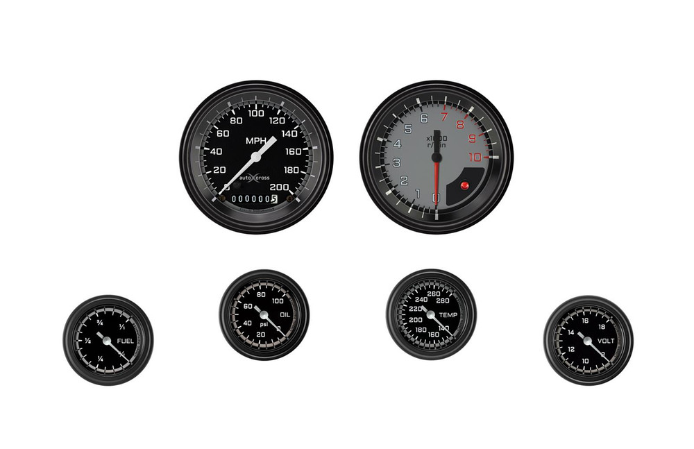 Classic Instruments Autocross Grey 6 Gauge Set 2-1/8 Full Sweep Ax101Gblf