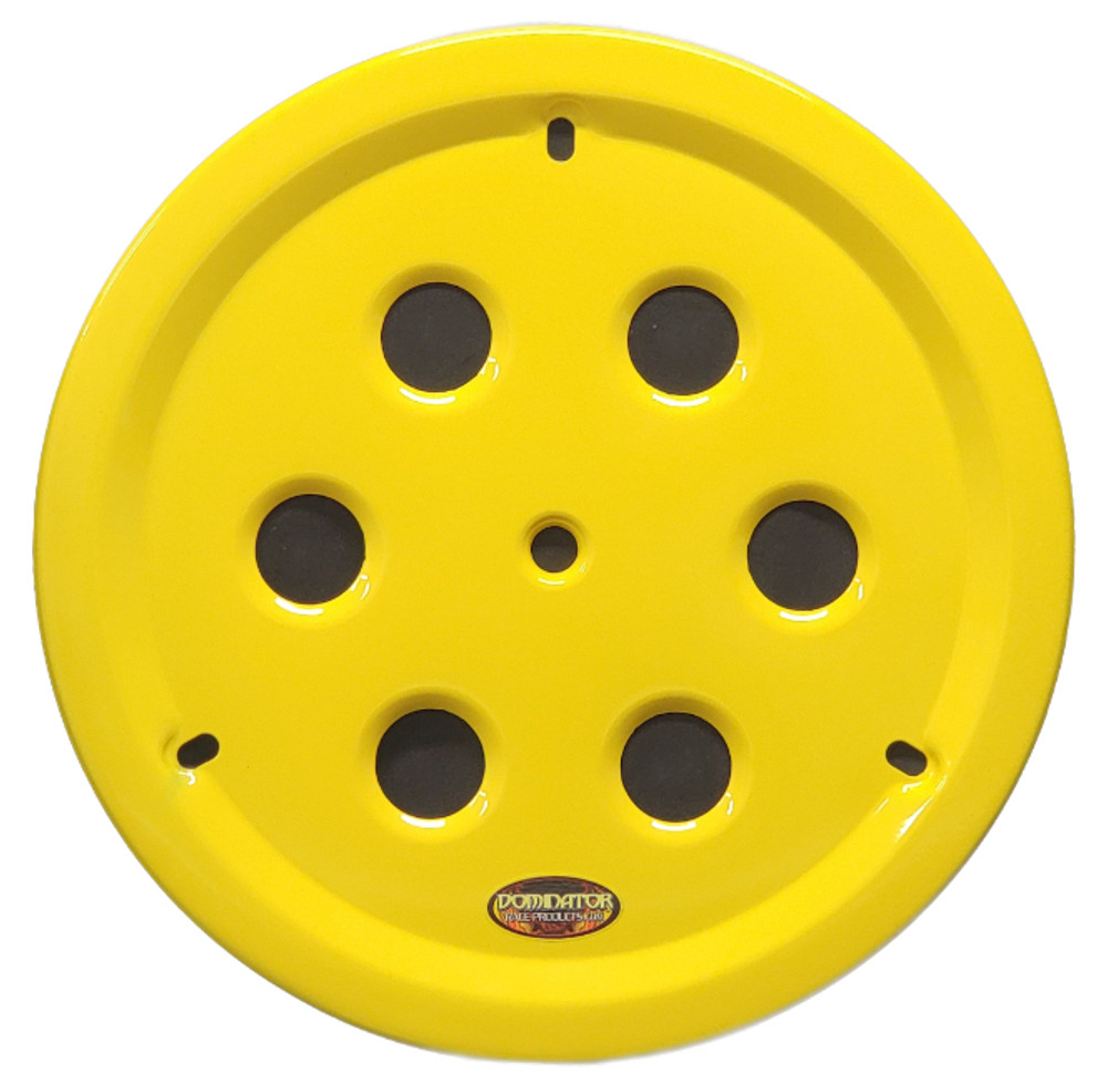 Dominator Race Products Wheel Cover Hole Vent Alum Bolt 15in Yellow DOM1032-B-YE